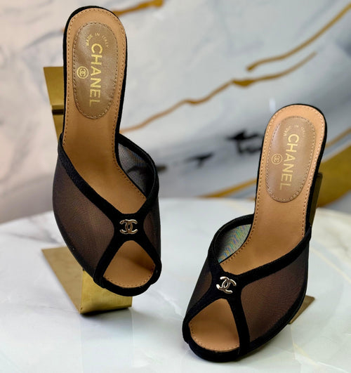 Chanel High Heeled Slippers